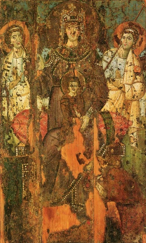 «Мадонна Милосердия» (Царица Небесная) из церкви Санта-Мария ин Трастевере. Начало VIII века. Рим